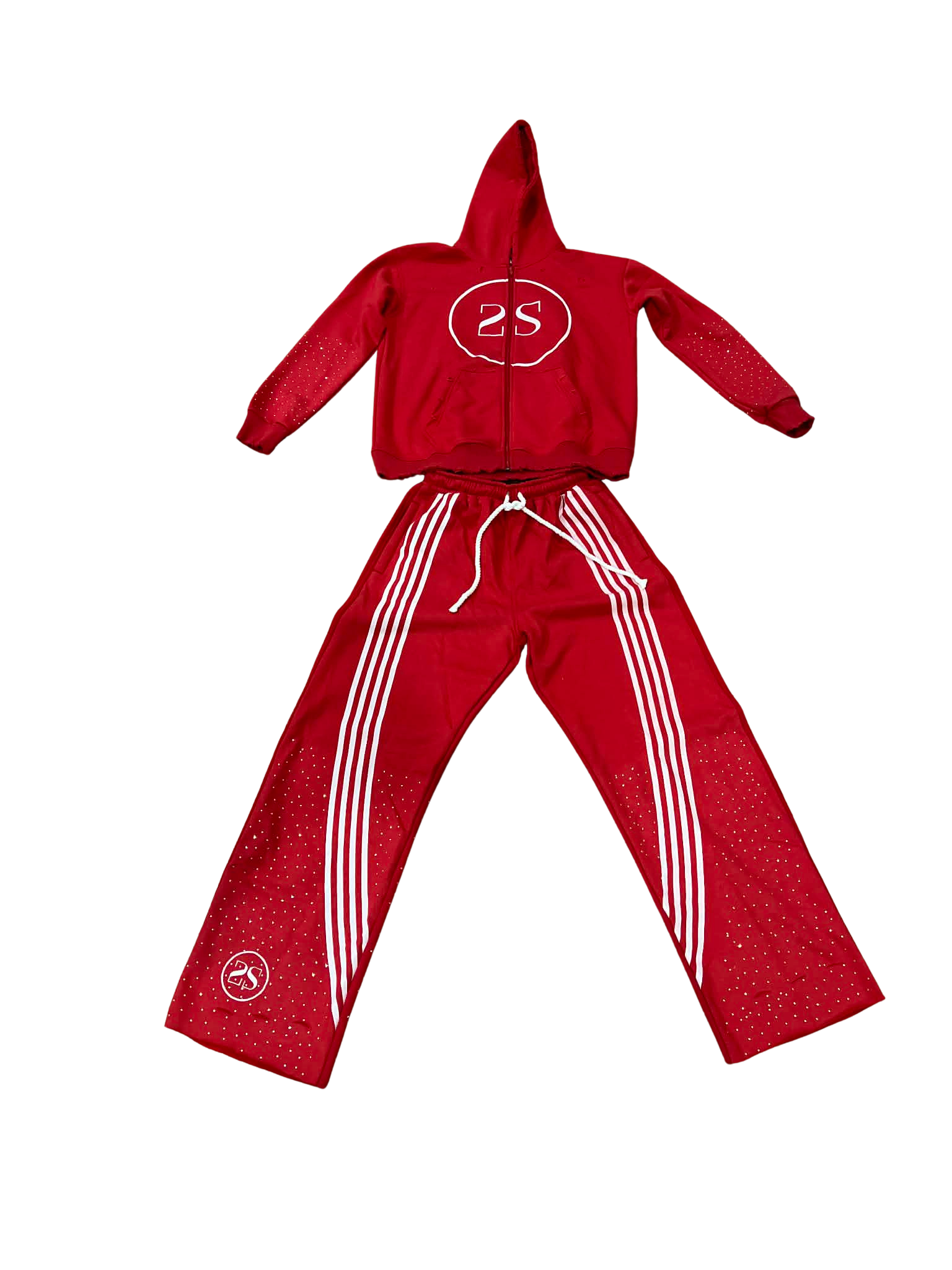 Custom Distressed Rhinestone Sweatsuit